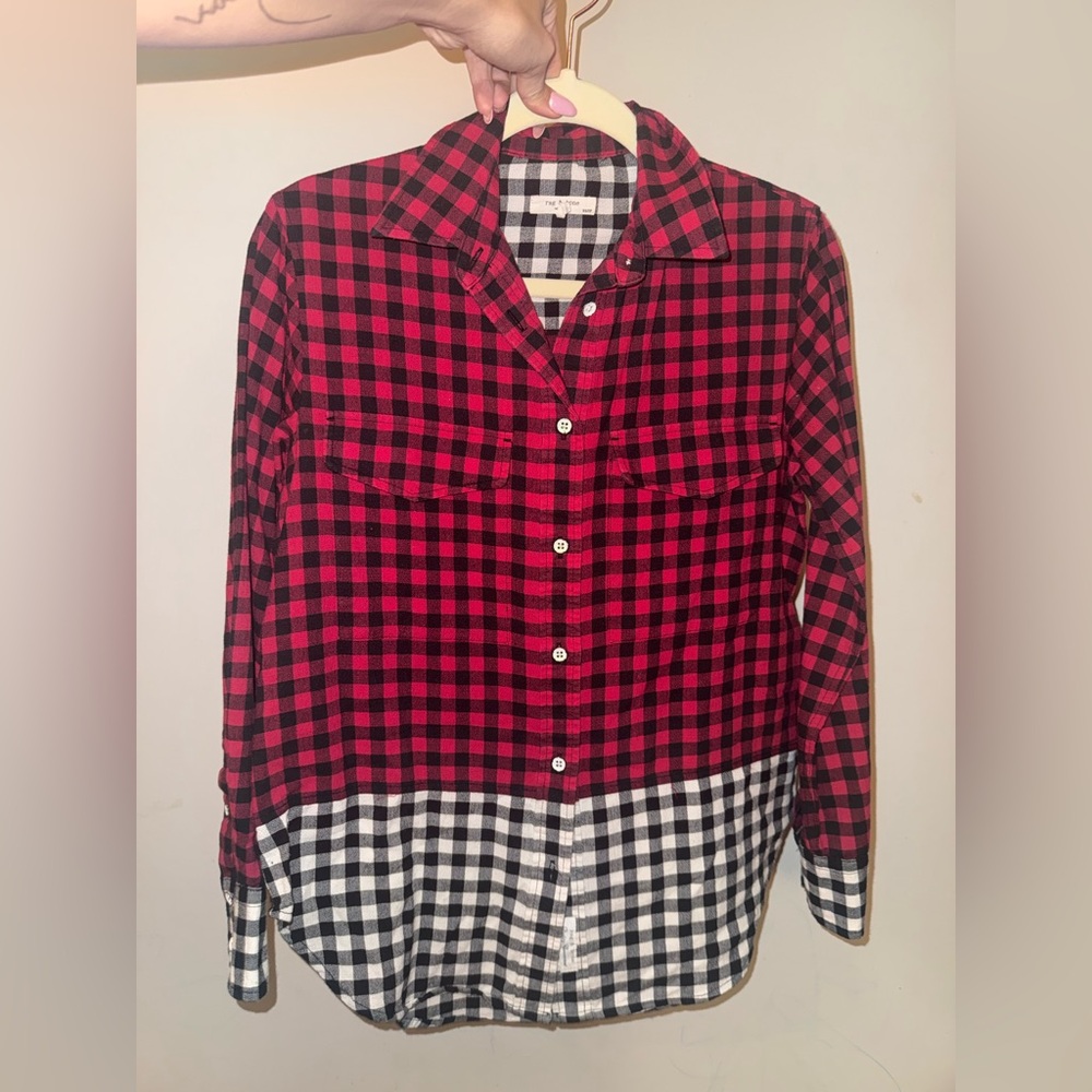 Rag & Bone Red and Black Plaid Shirt